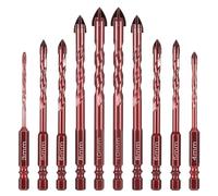 Gueenky 10 Piezas Brocas para Azulejos, 3/4/5/6/8/10mm Brocas Porcelanico de Carburo de Tungsteno, Juego de Brocas para Azulejos Cerámica Albañilería Vidrio Plástico Madera Porcelana