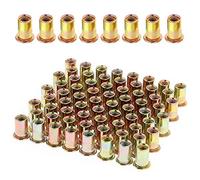 Gueenky 100 Piezas Remaches Roscados de Acero al Carbono Galvanizado, M6 Tuercas de Remache de Tuerca de Cabeza Plana, Kit de Tuercas Remachables para Muebles Madera (12 mm x 15 mm)