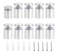 Gueenky 20 Piezas Tornillo Publicidad de Vidrio Acero Inox, 19x25mm Clavos Publicitarios de Vidrio Plata Tornillo Espaciador, Publicidad de Vidrio Standoff Separador de Fijación de Vidrio