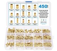 Gueenky 450 Piezas Tuercas Moleteadas de Latón, M2 M3 M4 M5 M6 Tuercas de Inserción Insertos Roscados, 15 Tamaños Tuercas de Incrustación para Moldeo por Calor o Ultrasonido en Impresora 3D