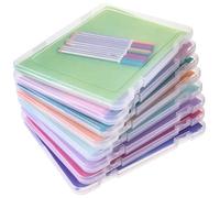 Gueevin Caja de almacenamiento de papel portátil transparente A4 con asa, para guardar documentos, revistas, sellos, fotos, manualidades, 12.4 x 8.6 x 0.8 pulgadas (8 unidades)
