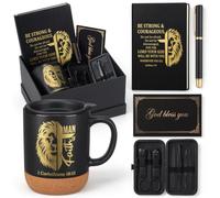 Gueevin Juego de 6 regalos cristianos de Navidad para hombres | Regalo cristiano perfecto de Navidad para hombres, con taza, cuaderno, bolígrafo, tarjeta, kit de cortaúñas, caja