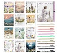 Gueevin Paquete de 12 cuadernos y bolígrafos mormones de regalo misionero, diario mormón con temática juvenil Lds 2026 con bolígrafo, regalos de bautismo de fe cristiana para la iglesia, mujeres