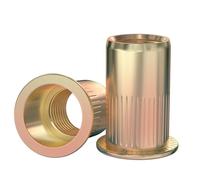 GUEEYUAW 100 Piezas Tuercas Remachables, M4 Cabeza Plana Remaches Roscados, Insertos de Rosca de Acero al Carbono Galvanizado para metal y placas de plástico