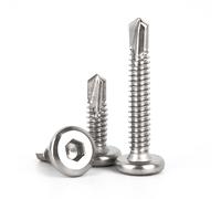 GUEEYUAW 50 Piezas Tornillos Autorroscantes M5,5 X 38 mm, 410 Acero Inoxidable Tornillos Hexagonales Interiores