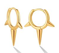 GUEMER - Pendientes de aro chapados en oro de 18 quilates, diseño de espigas y circonitas cúbicas, diseño de espigas y pequeños y minimalistas, Pendientes Antialergicos Dorado