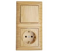 Günsan Visage - Enchufe con interruptor, empotrable, aspecto de madera de roble, 16 A, Schuko (tipo F de 2 pines), color marrón