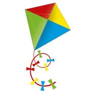 Günther Flugspiele 1164 - Quadro Cometa de un Hilo, Aprox. 70 x 70 cm, Cometa Infantil de poliéster Robusto, Incl. Mango y Cuerda, Juguete de Exterior para niños a Partir de 6 años