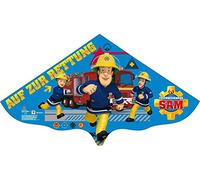 GÜNTHER FLUGSPIELE Paul 1217 - Dragón Infantil con diseño de Bombero Sam, Insertos lámina Polietileno Resistente para niños a Partir 4 años, asa y Cuerda, Aprox. 115 x 63 cm