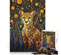 Guepardo bajo la Noche Estrellada,1000 Piezas,Rompecabezas para Adultos,Juego estratégico,Entretenimiento,Ajuste preciso,Regalo Ideal (38x52cm)