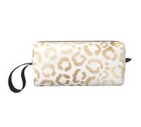 Guepardo Leopardo Blanco Dorado Elegante, Bolsa de Maquillaje Bolsa de cosméticos Bolsa de artículos de tocador de Viaje portátil Bolsa de Maquillaje