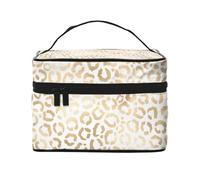 Guepardo Leopardo Blanco Dorado Elegante, Bolsa de Maquillaje Bolsa de cosméticos Bolsa de Aseo de Viaje portátil Estuche para lápices