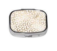 Guepardo Leopardo Blanco Dorado Elegante, Pastillero cuadrado para bolsillo o monedero, pequeño contenedor de pastillas, organizador de pastillas de viaje