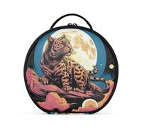 Guepardo Luna Genial Bolsa de Maquillaje Organizador de Circular Cosméticos Bolsas Creatividad con Divisor Ajustable para Mujeres