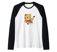 Guepardo Rugby Sprint Dibujos Animados Camiseta Manga Raglan