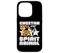 Guepardos Divertidos de Dibujos Animados Kawaii de Cheetah Is My Spirit Animal Carcasa para iPhone 14 Pro
