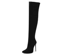 Gueploer Botas De Estiramiento sobre La Rodilla, Botas De Muslo Alto De Tacón Fino Puntiagudo para Mujer, para Fiesta, Vida Diaria, Banquete,4#,36 EU