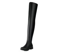 Gueploer Botas por Encima De La Rodilla, Botas De Muslo Alto Elástico De Tacón Bajo para Mujer, con Cremallera Lateral para Fiesta, Diarias,Negro,47 EU