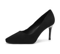 Gueploer Tacones Altos De Ante Negro, Tacones Puntiagudos De Mujer Zapatos De Fiesta para Boda, Vida Diaria, Baile De Graduación,8cm,36
