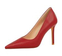Gueploer Tacones Altos para Mujer, Stilettos De 10 Cm, Zapatos De Punta para Mujer para Fiesta, Vida Diaria, Trabajo, Baile De Graduación,Rojo,36 EU