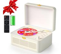 Gueray Reproductor CD Cuero Portátil con Altavoces 3600mAh Recargable Bluetooth para Decoración Hogar, Regalo Festival Diseño Maletín Retro con Mando, Soporta USB AUX