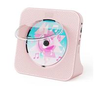 Gueray Reproductor de CD Bluetooth Reproductor de CD de sobremesa con Cubierta Antipolvo Control Remoto Radio FM Altavoces incorporados Admite Salida de Entrada USB/AUX Rosa