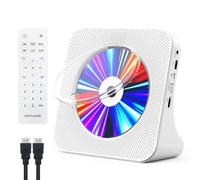Gueray Reproductor de CD Bluetooth Reproductor DVD HDMI Reproductor CD de sobremesa con Cubierta Antipolvo Control Remoto Radio FM Altavoces incorporados Admite Salida de Entrada USB/AUX Blanco