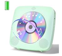 Gueray Reproductor de CD Portátil Bluetooth 1800mah Reproductor de CD Adecuado para Reproductores de CD Domésticos con Altavoces Dobles, Radio FM, Remoto, Puerto de Auriculares USB AUX (Verde)