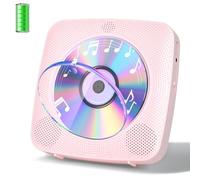 Gueray Reproductor de CD Portátil Bluetooth 1800mah Reproductor de CD Adecuado para Reproductores de CD Domésticos con Altavoces Dobles, Radio FM, Remoto, Puerto de Auriculares USB AUX-Rosa