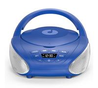 Gueray Reproductor de CD Portátil Boombox Radio CD Compacto con Altavoces Estéreo Radio FM Entrada AUX 3.5 mm Jack para Auriculares y Pantalla LCD para Interiores Exteriores Viajes (Azul + Plata)