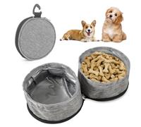 Guerity Cuenco plegable para perros, grande, plegable, para camping, viajes, 2 unidades, cuencos de viaje para perros para caminar al aire libre, senderismo, camping, gris (gris)