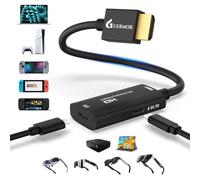 Guermok Adaptador HDMI a USB-C para gafas AR, convertidor AR 4K@60Hz con carga y puerto DC 5V - Compatible con XREAL One/Air 2 Pro, RayNeo, Rokid, Switch2/1, Xbox1, PS4/5, monitores portátiles (Negro)