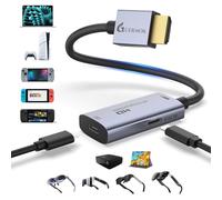 Guermok AR Glasses HDMI a USB-C, Convertidor XR 4K@60Hz 5ft Play & Charge con CC 5V, para X Real One/Air 2 Pro/Ray Neo/Rokid, Switch 2/1, PS 5/4, Monitores, Plateado