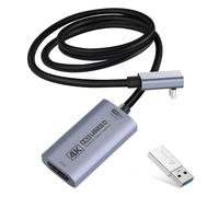Guermok Tarjeta de Captura de Video 4K 60FPS, USB en Forma de L, 3.3 pies, 1080P 240FPS USB3.0 HDMI a USB A/C Tarjeta de Captura para transmisión, Funciona con Pad/Mac OS/PC, Quest 3, OBS, PS