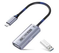 Guermok Tarjeta de captura de video 4K USB 3.0 con PD 100W, 4K a 60FPS o 2K a 144FPS HDMI a USB-A/C tarjeta de captura para transmisión, funciona con Pad, tablet, MacOS, Switch2/1, laptop, PC, cámara