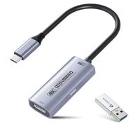 Guermok Tarjeta de captura de video 4K USB 3.0 para transmisión con PD 100W | Tarjeta de captura HDMI a USBC/A 2K120 FPS para transmisión, funciona con Pad, tablet, MacOS, Switch2/1, portátil, PC, cámara