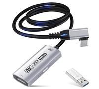 Guermok Tarjeta de captura HDMI 4K USB 3.0 para transmisión, PD100W, USB-C de 90°, 1m 4K@60FPS 1080P@240FPS HDMI a USB A/C, dispositivos de captura de video para pad/tableta/MacOS/Switch2/1/cámara/PC