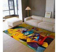 Guernica Abstracta Alfombra 180x270 de área Bold Block Pintura Arte Moderno Alfombrilla Estampadas para salón Dormitorio Coloridas Tapete Lavables a máquina Suave y Ultra Fina del la