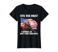 Guerra Civil Chistes Robert E Lee Bandera de Estados Unidos Historia Humor General Camiseta gráfica económica, Mujer, Negro, S