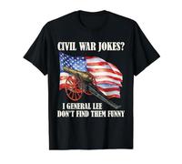 Guerra Civil Chistes Robert E Lee Bandera de Estados Unidos Historia Humor General Camiseta gráfica económica, Hombre, Negro, S
