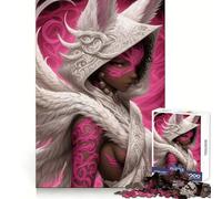 Guerrera angelical con Tatuaje Rosa, Chica Anime, 1000 Piezas, Rompecabezas para Adolescentes, práctica de lógica, diversión Tranquila, Bordes limpios, Regalo Festivo (38x26cm)