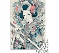 Guerrera Japonesa Puzzles 1000 Piezas Cultura Japonesa Puzzle De Madera Impresión De Alta Definición Multicolor Juguetes 1000pcs (75x50cm)