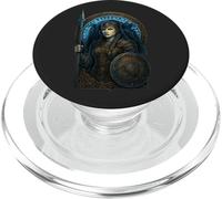 Guerrera Vikinga Lanza Escudo Redondo Huginn Muninn Runas PopSockets PopGrip para MagSafe