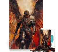 Guerrero Alado con Armadura y Espada Rompecabezas para Adultos 1000 Piezas Mejora la concentración Diversión Tamaño Uniforme Piezas precisas Actividad para Fortalecer los Lazos Familiares (50x75cm)