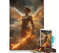 Guerrero angelical con Espada llameante,Rompecabezas de 1000 Piezas para Adolescentes,Juego Que estimula el Cerebro,Encaje Huecos,Actividad Relajante para Grupos en Interiores (38x52cm)