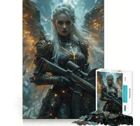 Guerrero angelical con Rifle,Rompecabezas de 1000 Piezas para Adolescentes,Juego de concentración Mental,Corte de precisión,Bordes Lisos,Juego para Rellenar Calcetines navideños (38x52cm)