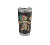 Guerrero Azteca Códice Mexicano Arte Mesoamericano Tribal Azteca Vaso térmico de acero inoxidable de doble pared