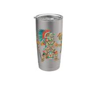 Guerrero Azteca Códice Mexicano Arte Mesoamericano Tribal Azteca Vaso térmico de acero inoxidable de doble pared