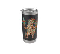 Guerrero Azteca Códice Mexicano Arte Mesoamericano Tribal Azteca Vaso térmico de acero inoxidable de doble pared