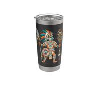 Guerrero Azteca Códice Mexicano Arte Mesoamericano Tribal Azteca Vaso térmico de acero inoxidable de doble pared